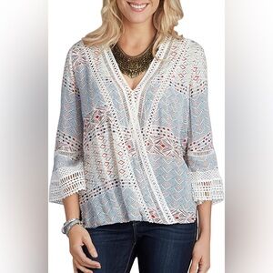 Democracy Women's Printed Surplus, Bell Sleeve Blouse